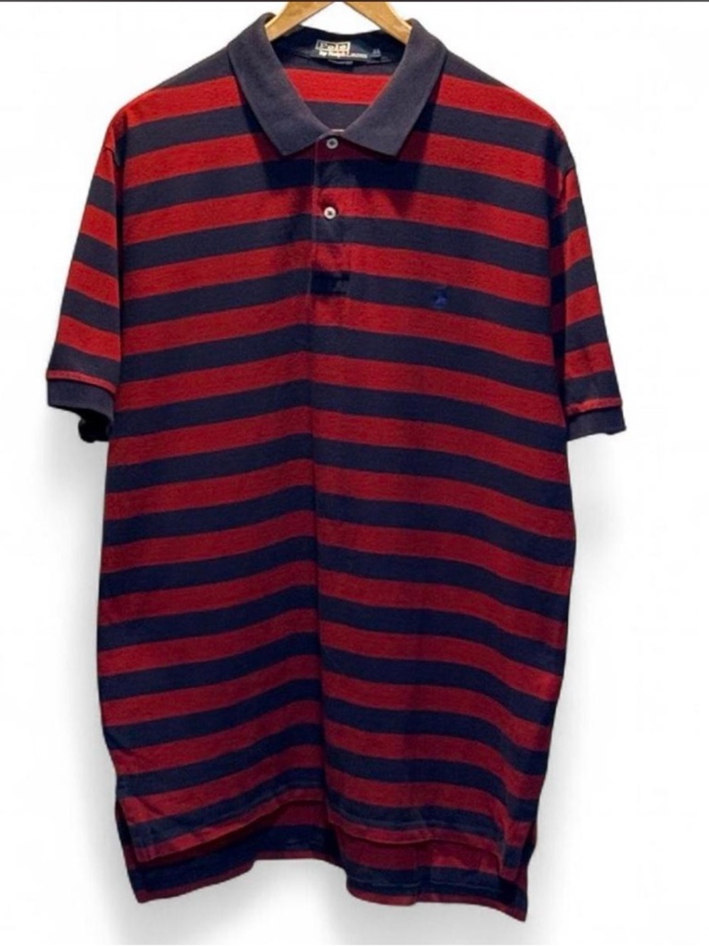 Polo Ralph Lauren Red And Navy Rugby Vintage Polo. Sz XL